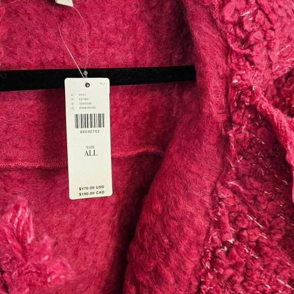 Anthropologie Cozy Textured Kimono Pink Shaggy Wool Blend One Size Wrap - Picture 9 of 9